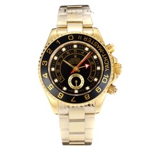 Copy Rolex Yacht Master 2 Black and Gold Watch 40mm